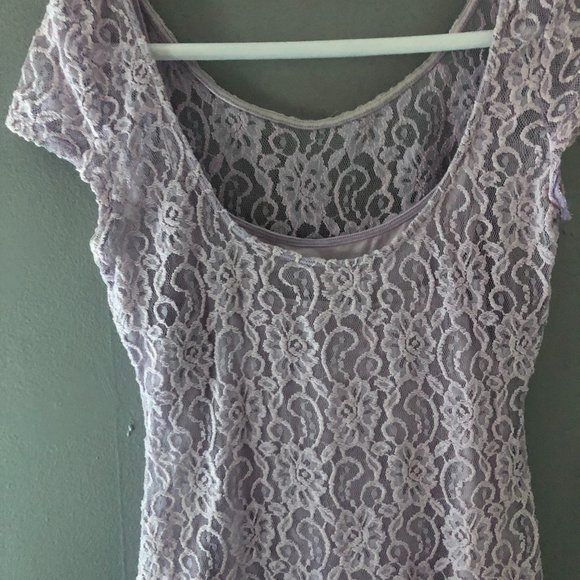 Abercrombie & Fitch Purple Lace Overlay Dress Medium - Picture 8 of 9